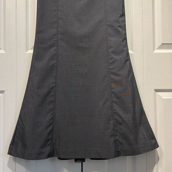 Mango Blue/Grey High Rise Mermaid Style Pleated‎ Back Maxi Skirt Size 4 - Picture 5 of 16